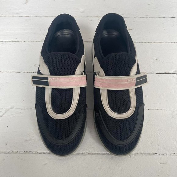 PRADA CLOUDBUST LOGO VELCRO BLACK SNEAKERS - Picture 4 of 7